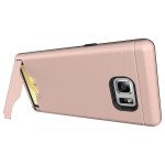 Wholesale Galaxy Note FE / Note Fan Edition / Note 7 Card Holder Hybrid Case (Rose Gold)